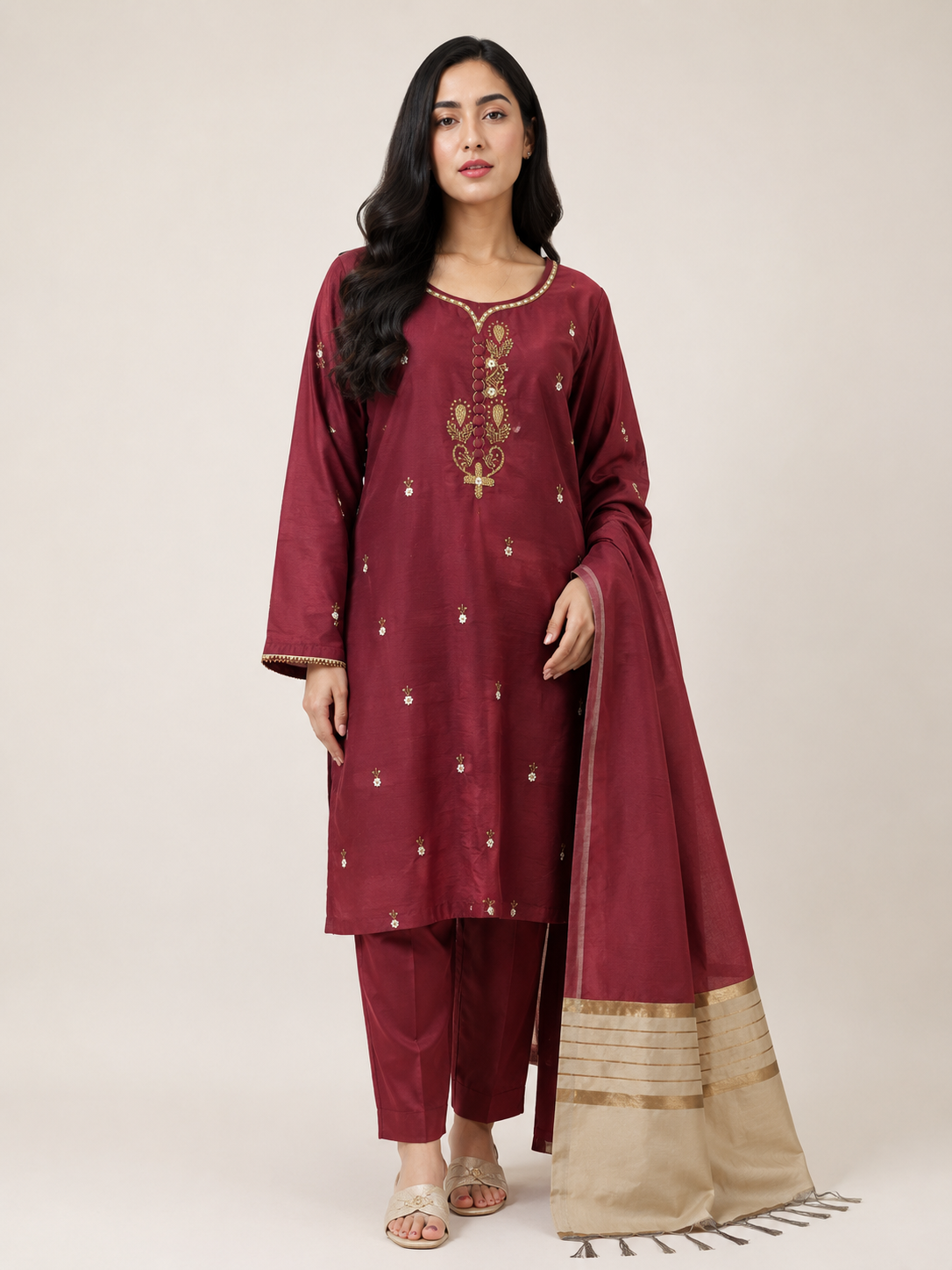 RowSilk 3pc Suit Shawl Dupatta